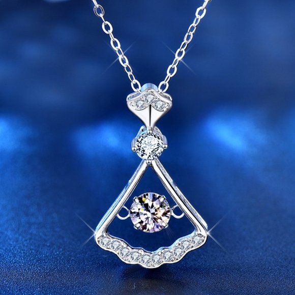 Certified 1/2 ct. t.w. Moissanite Diamond Dancing Skirt Necklace NEW - Picture 1 of 9